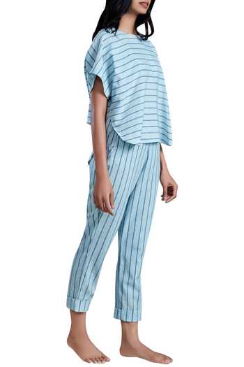 MATI Blue Handloom Cotton Pants Online at Aza Fashions MATI_Blue Handloom Cotton Pants_Online_at_Aza_Fashions