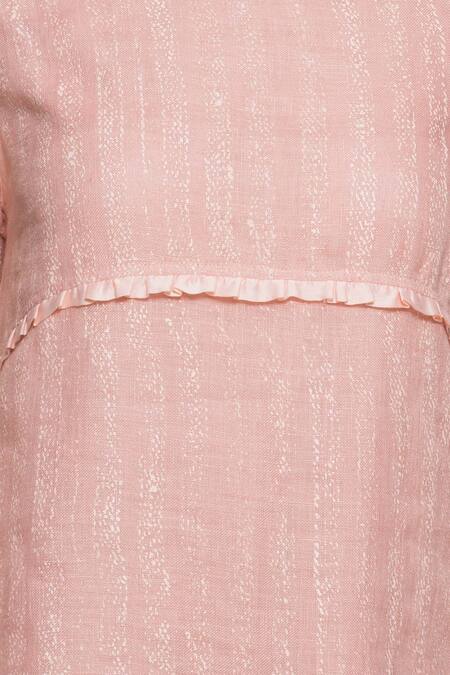 Kaveri_Pink Linen Embroidered Dress_at_Aza_Fashions