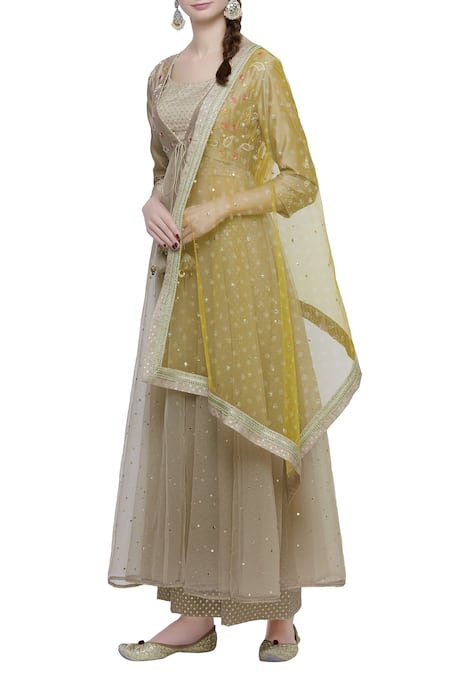 Ivory by Dipika Embroidered Kurta Palazzo Set 