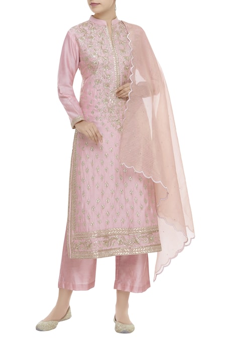 Aiman Silk Chanderi Embroidered Kurta Set 