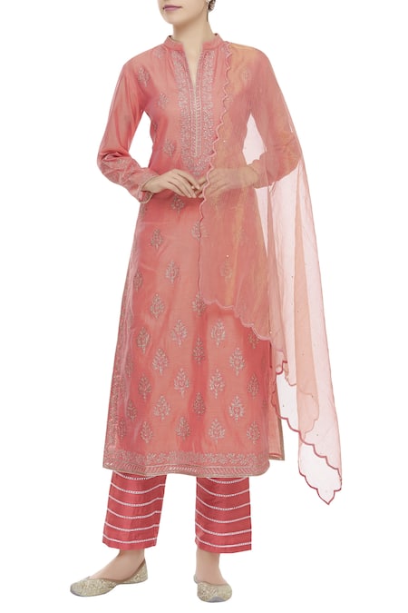 Aiman Silk Chanderi Embroidered Kurta Set 