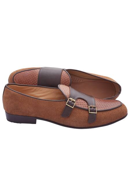 Shop Nidhi Bhandari Brown Suede Monks at Aza Fashions Shop_Nidhi Bhandari_Brown Suede Monks_at_Aza_Fashions