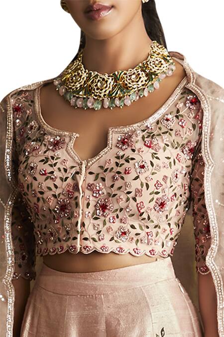 Buy Ridhi Mehra Pink Round Neck Embroidered Lehenga Set Online at Aza Fashions Buy_Ridhi Mehra_Pink Round Neck Embroidered Lehenga Set _Online_at_Aza_Fashions