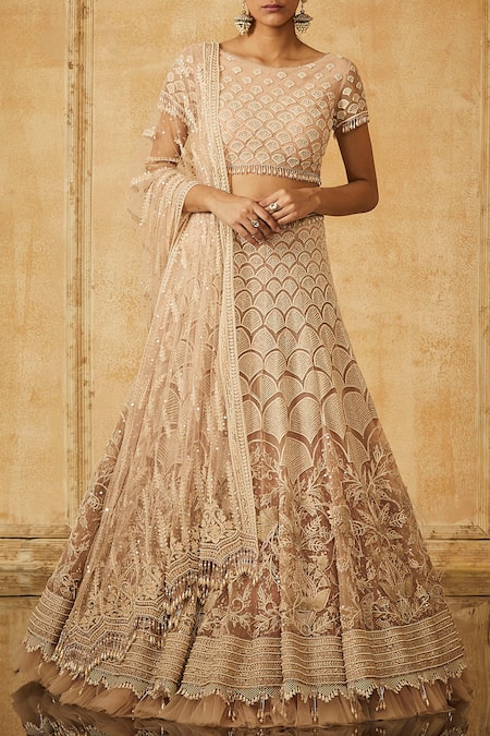 Tarun Tahiliani Pink Round Embroidered Lehenga Set