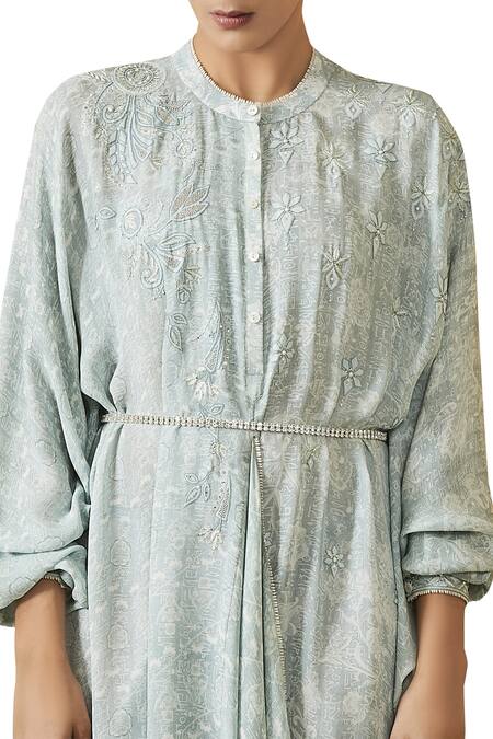 Shop Tarun Tahiliani Blue Chikankari Embroidered Tunic Online at Aza Fashions Shop_Tarun Tahiliani_Blue Chikankari Embroidered Tunic_Online_at_Aza_Fashions