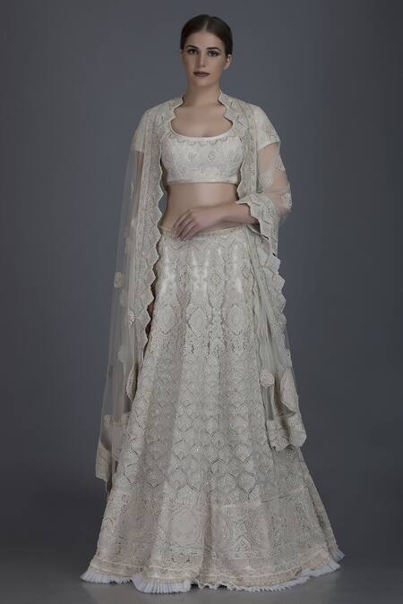 Buy Varun Bahl White Chanderi Lehenga Set Online at Aza Fashions Buy_Varun Bahl_White Chanderi Lehenga Set_Online_at_Aza_Fashions