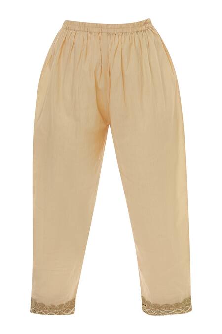 Shop Kisneel By Pam Peach Cotton Embroidered Kurta Set Online at Aza Fashions Shop_Kisneel By Pam_Peach Cotton Embroidered Kurta Set_Online_at_Aza_Fashions