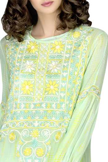 Shop_Niki Mahajan_Green Georgette Embroidered Midi Dress_Online_at_Aza_Fashions