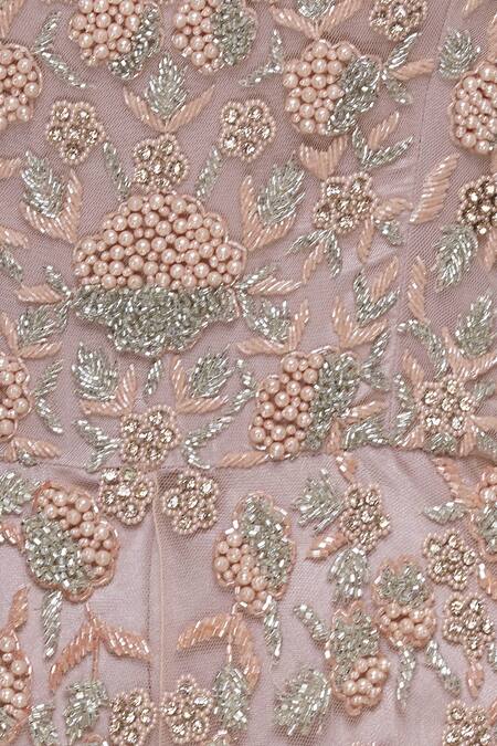 Sonal & Ekta_Purple Net Round Embellished Flared Gown  _at_Aza_Fashions