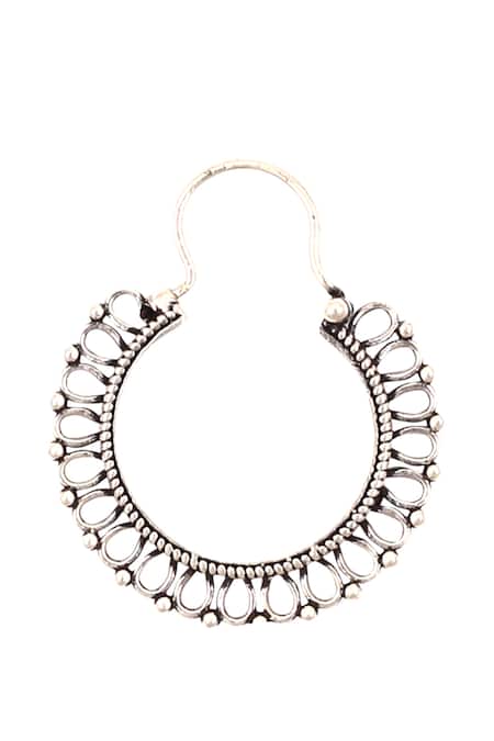 Buy_Sangeeta Boochra_Silver Plated Beads Handcrafted Loop Earrings _Online_at_Aza_Fashions