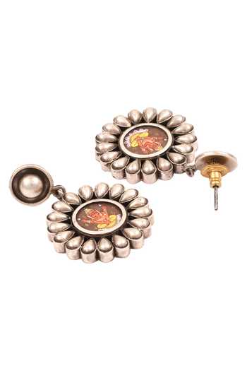 Sangeeta Boochra_Silver Plated Ganesha Embellished Earrings _Online_at_Aza_Fashions