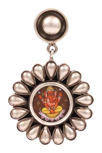 Buy_Sangeeta Boochra_Silver Plated Ganesha Embellished Earrings _Online_at_Aza_Fashions
