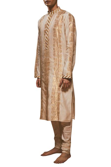 Shop_Rar Studio_Off White Chanderi Printed Kurta Set _Online_at_Aza_Fashions