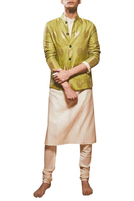 Rar Studio Off White Chanderi Jacket With Kurta