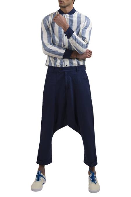 Vaibhav Singh Blue Drop Waist Cotton Trouser Pant