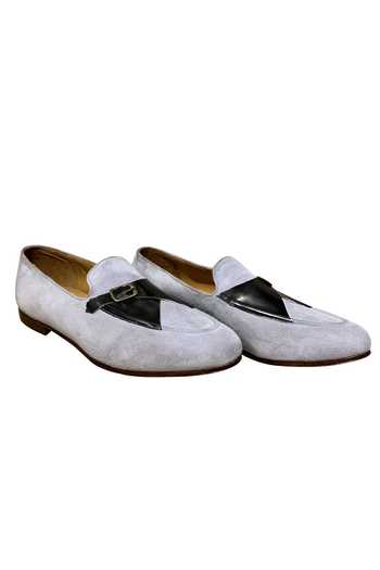 Artimen_Grey Suede Block Heel Loafers_Online_at_Aza_Fashions