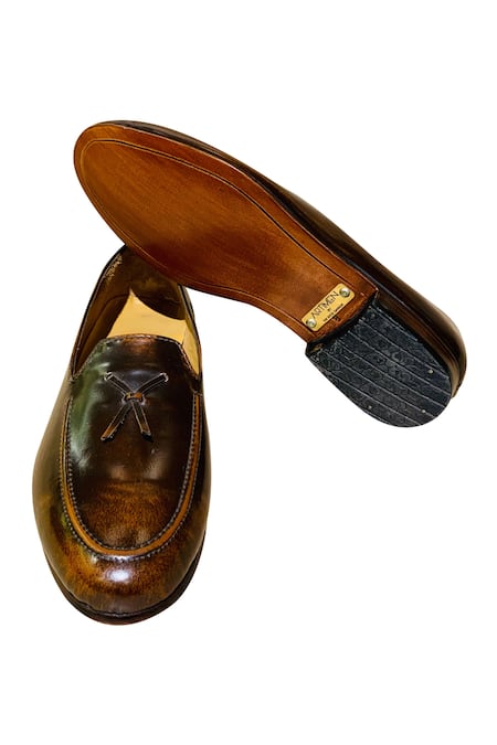 Buy_Artimen_Brown Leather Tassel Detailed Loafers _Online_at_Aza_Fashions