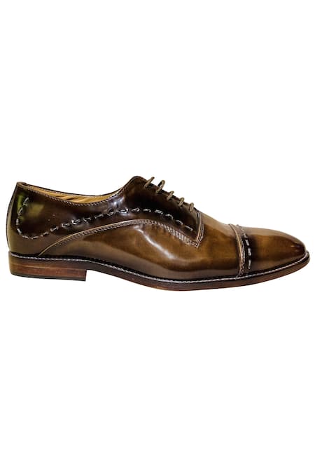 Shop_Artimen_Brown Leather Lace Up Oxfords _Online_at_Aza_Fashions