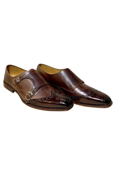 Artimen_Brown Leather Block Heel Brogues _Online_at_Aza_Fashions