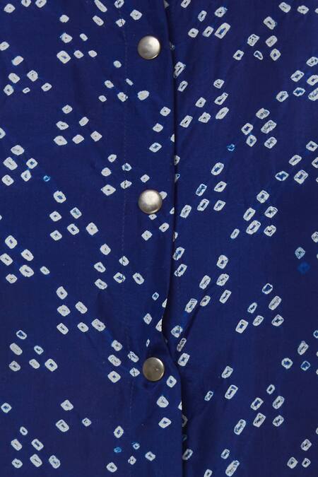 Nupur Kanoi_Blue Satin Bandhani Kurta With Dhoti Pants_at_Aza_Fashions