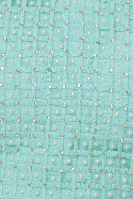 Vandana Sethi_Blue Net Chikankari Crop Top Palazzo Set_at_Aza_Fashions