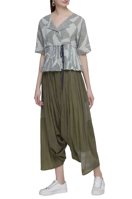 Urvashi Kaur Block Print Draped Pants 