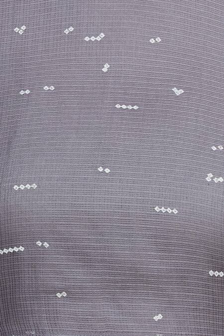 Buy_Urvashi Kaur_Grey Organic Cotton Shibori Dye Round Neck Blouse _Online_at_Aza_Fashions
