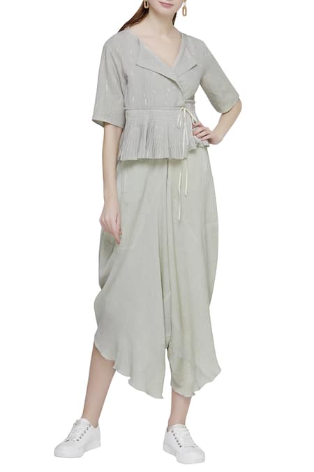 Urvashi Kaur Draped Asymmetric Hem Pants 