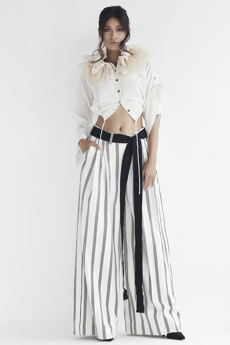 Buy_Chola_White Cotton Crop Shirt_Online_at_Aza_Fashions