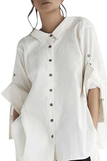 Chola_White Cotton Shirt_Online_at_Aza_Fashions