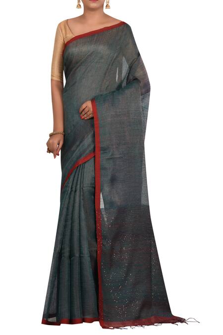 Adara Khan Green Pure Matka Silk Saree With Running Blouse