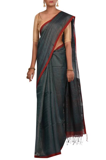 Adara Khan_Green Pure Matka Silk Saree With Running Blouse_Online_at_Aza_Fashions