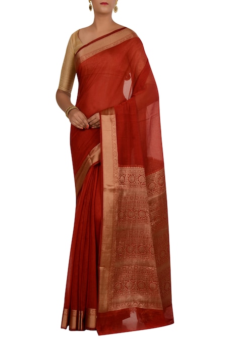 Nazaakat by Samara Singh Red Banarasi Silk Pure Saree