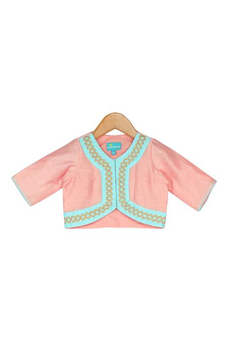 Free Sparrow_Peach Chanderi Silk Lehenga Blouse Set _Online_at_Aza_Fashions