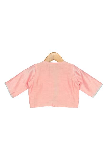 Shop_Free Sparrow_Peach Chanderi Silk Lehenga Blouse Set _Online_at_Aza_Fashions