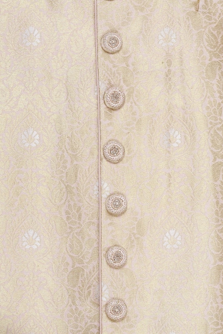 Vanshik Peach Brocade Sherwani Set at Aza Fashions Vanshik_Peach Brocade Sherwani Set _at_Aza_Fashions