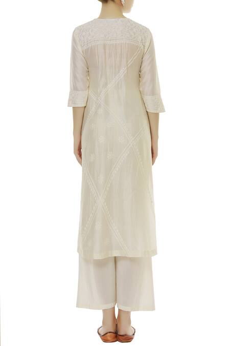 Shop Myra By Anju Narain Off White Chikankari Embroidered Palazzo Set at Aza Fashions Shop_Myra By Anju Narain_Off White Chikankari Embroidered Palazzo Set_at_Aza_Fashions