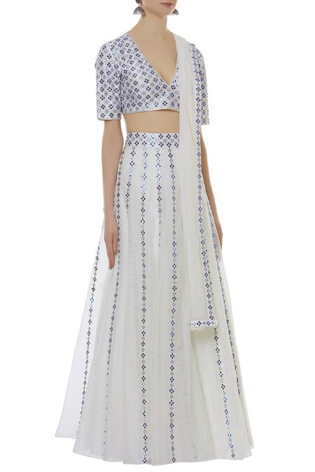 Dnu Priyal Prakash_Off White Organza Embroidered Lehenga Set_Online_at_Aza_Fashions