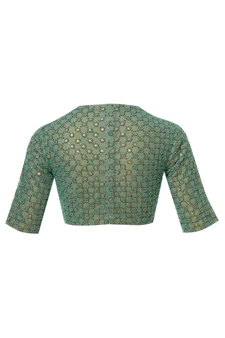 Shop Dnu Priyal Prakash Green Organza Embroidered Saree Set Online at Aza Fashions Shop_Dnu Priyal Prakash_Green Organza Embroidered Saree Set_Online_at_Aza_Fashions