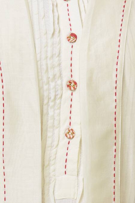 Neeta Bhargava Off White Silk, Organic Dress Round Neckline Midi With Jacket at Aza Fashions Neeta Bhargava_Off White Silk, Organic Dress Round Neckline Midi With Jacket _at_Aza_Fashions