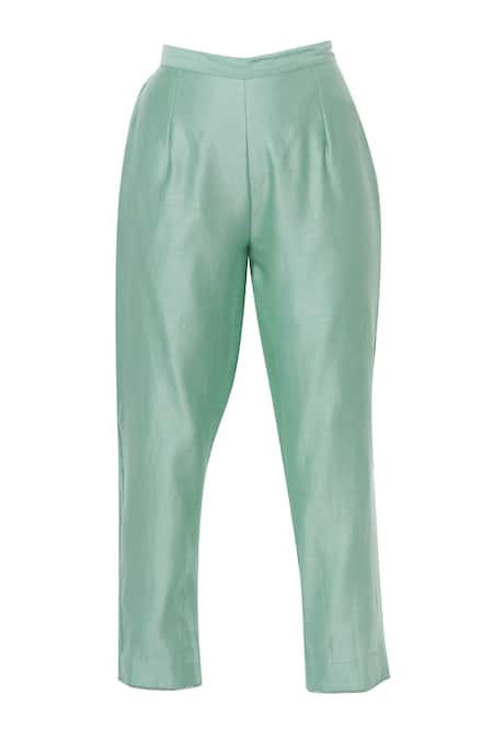 Shop_Neeta Bhargava_Green Cotton Silk Round Neck Embroidered Kurta Set _Online_at_Aza_Fashions