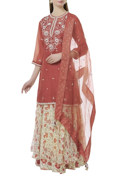 Neeta Bhargava Embroidered Kurta Lehenga Set 