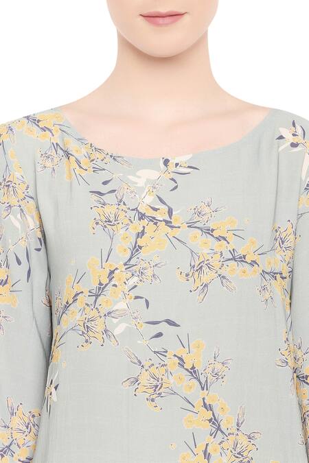 Shop_Soup By Sougat Paul_Blue Georgette Round Printed Short Kurta With Palazzos_Online_at_Aza_Fashions