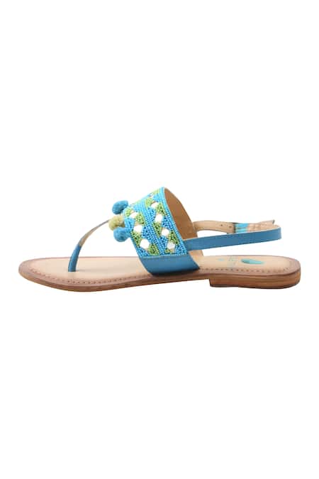 Buy_Sole Fry_Blue Bead Ankle Strap Sandals _Online_at_Aza_Fashions