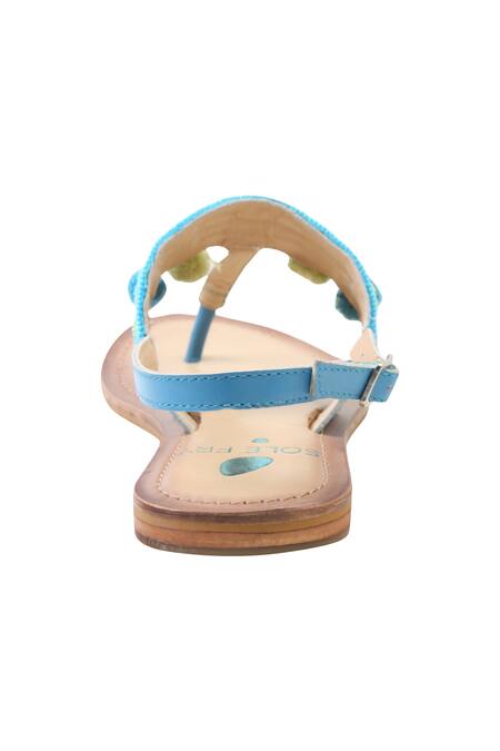 Sole Fry_Blue Bead Ankle Strap Sandals _at_Aza_Fashions