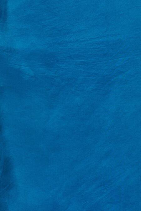 Latha Puttanna_Blue Chiffon, Gajji Silk Peter Pan Collar Saree With Ajrakh Print Blouse_at_Aza_Fashions