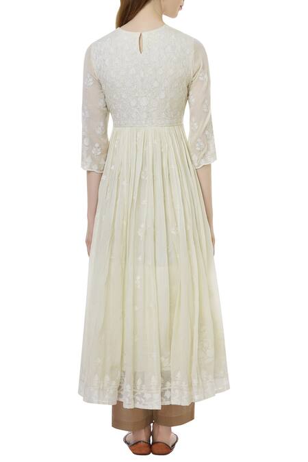 Shop Heli Shah White Chanderi Cotton Anarkali Kurta at Aza Fashions Shop_Heli Shah_White Chanderi Cotton Anarkali Kurta_at_Aza_Fashions