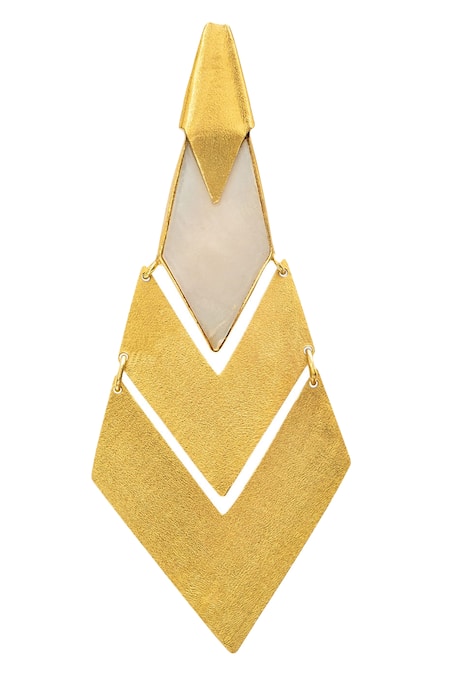 Varnika Arora_Gold Plated Cut Work, Stones Geometric Cutwork Earrings _Online_at_Aza_Fashions