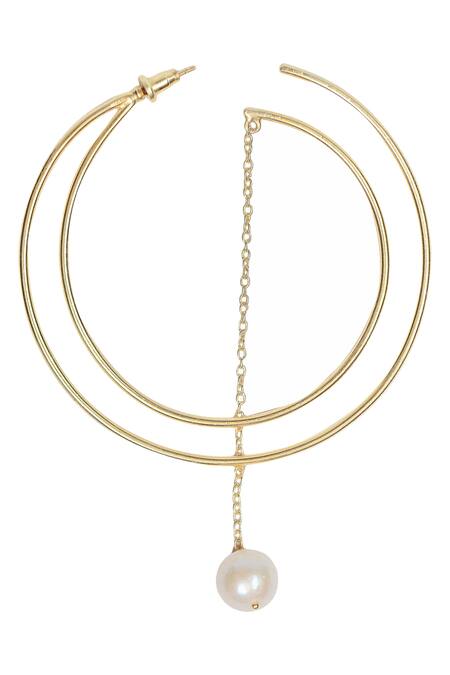 Varnika Arora_Gold Plated Beads Hoops_Online_at_Aza_Fashions