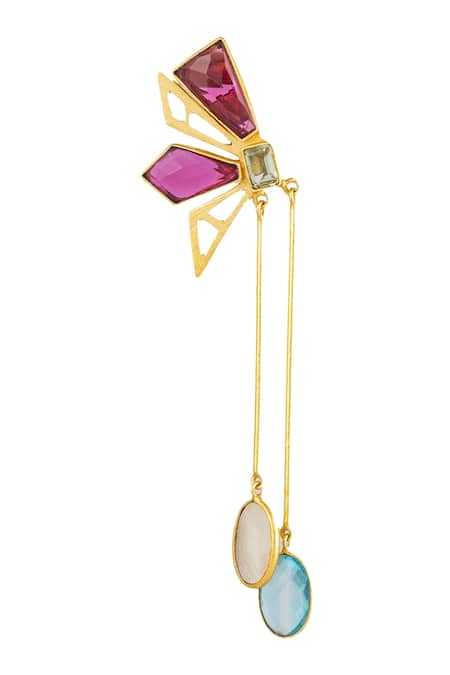 Varnika Arora Pink Stones Geometric Danglers Online at Aza Fashions Varnika Arora_Pink Stones Geometric Danglers _Online_at_Aza_Fashions